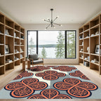 Elegant Terracotta Quatrefoil Geometric Medallion Rug