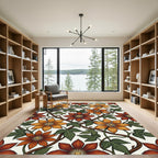 Autumn Botanical Clematis Floral Twining Vines Rug