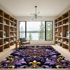 Royal Purple and Gold Fleur-de-lis Rug