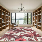 Crimson Floral Banana Leaf Fan Rug
