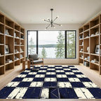 Monochrome Checkered Grid Block Art Rug