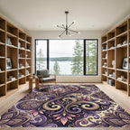 Mauve Lilac Floral Swirl Medallion Rug