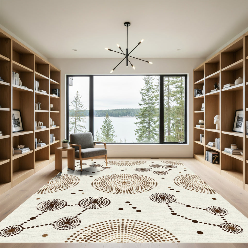 Brown Dotted Circles and Connections Rug