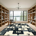 Modern Geometric Number Block Grid Rug