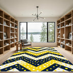 Bold Yellow Navy Polka Dot Chevron Rug