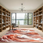 Abstract Terracotta Ocean Wave Rug