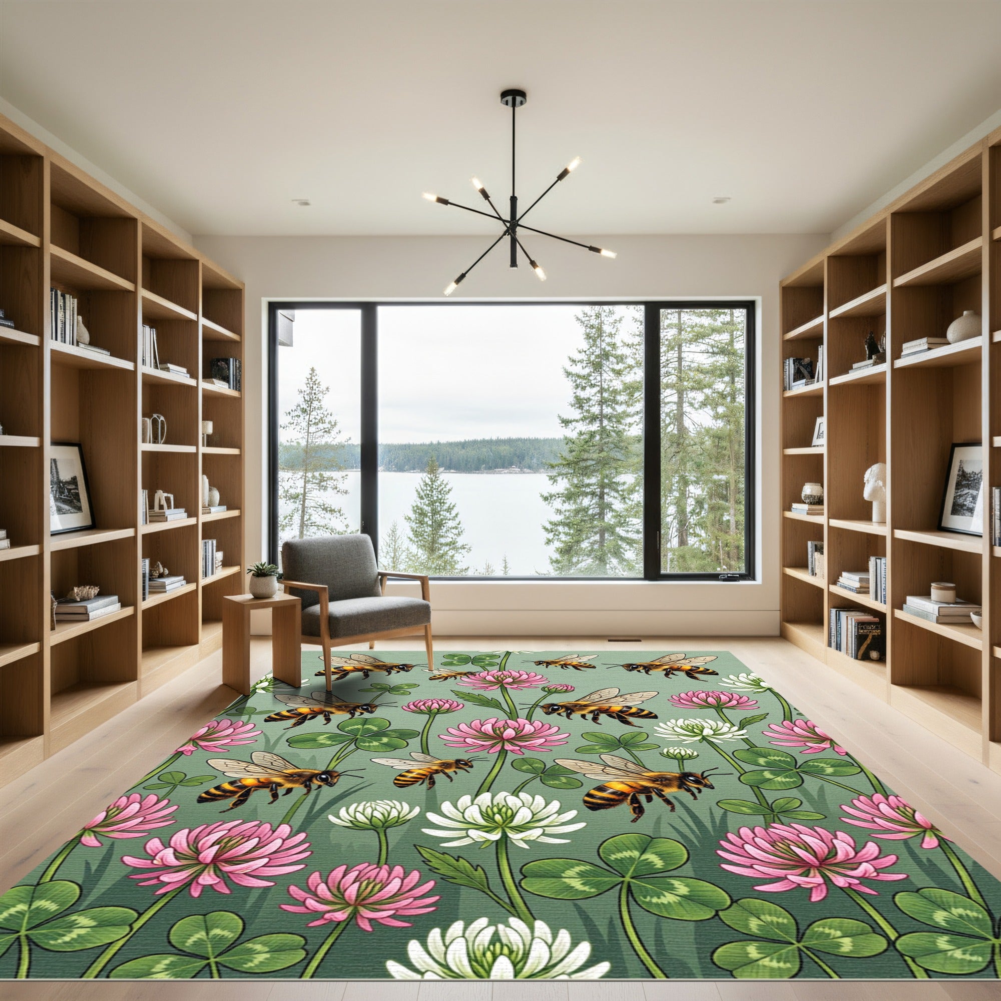 Buzzy Bee and Clover Meadow Garden Rug