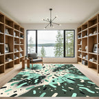 Abstract Teal Speckled Blob Scatter Rug
