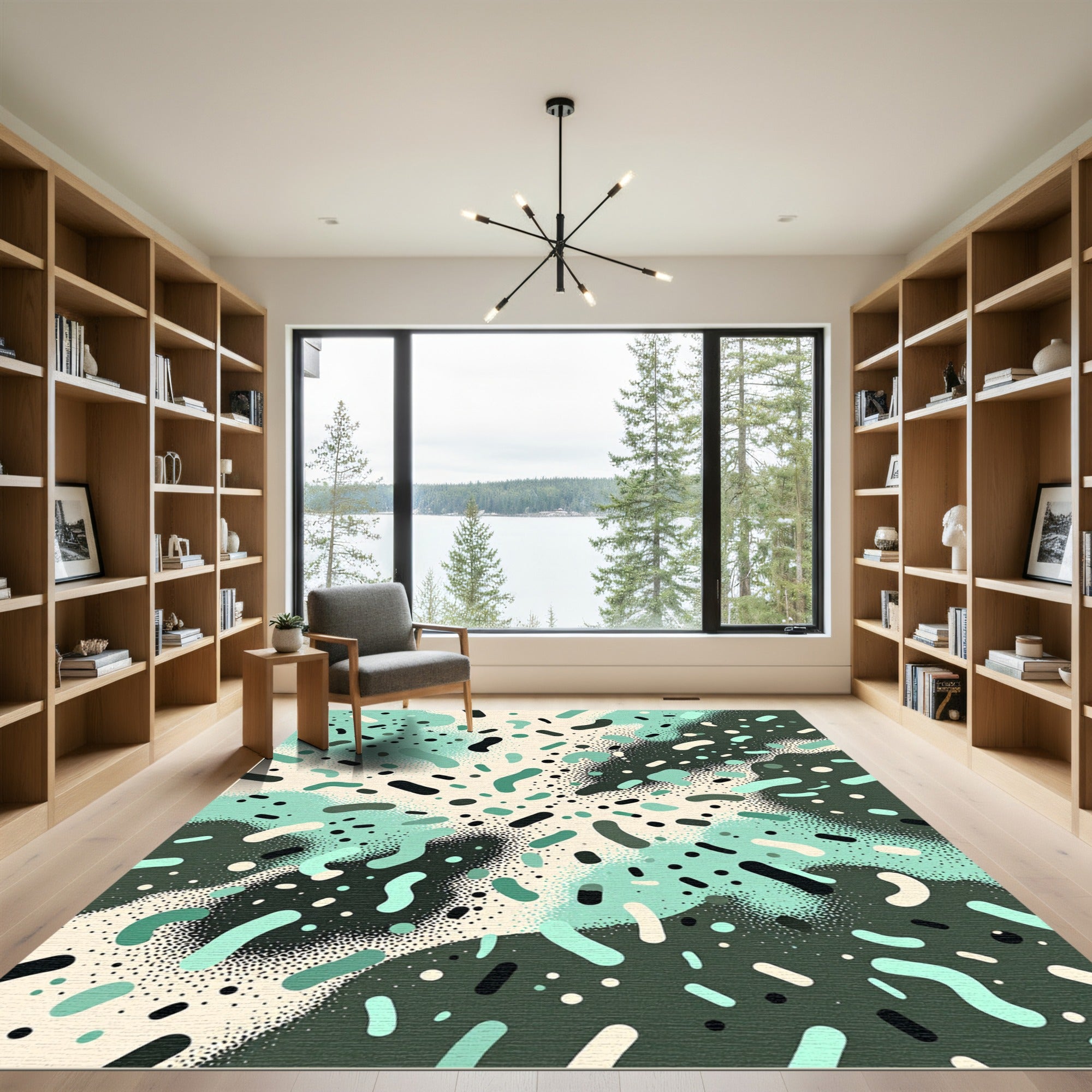 Abstract Teal Speckled Blob Scatter Rug