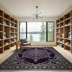 Ornate Purple Silver Mandala Rug