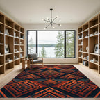 Bold Rust Orange Tribal Diamond Art Rug