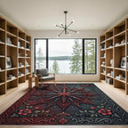 Gothic Crimson Star Floral Medallion Rug