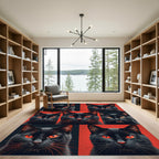 Fiery Red Eyes Black Cat Collage Rug