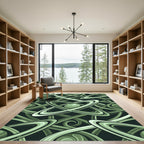 Green Intertwined Abstract Swirl Rug
