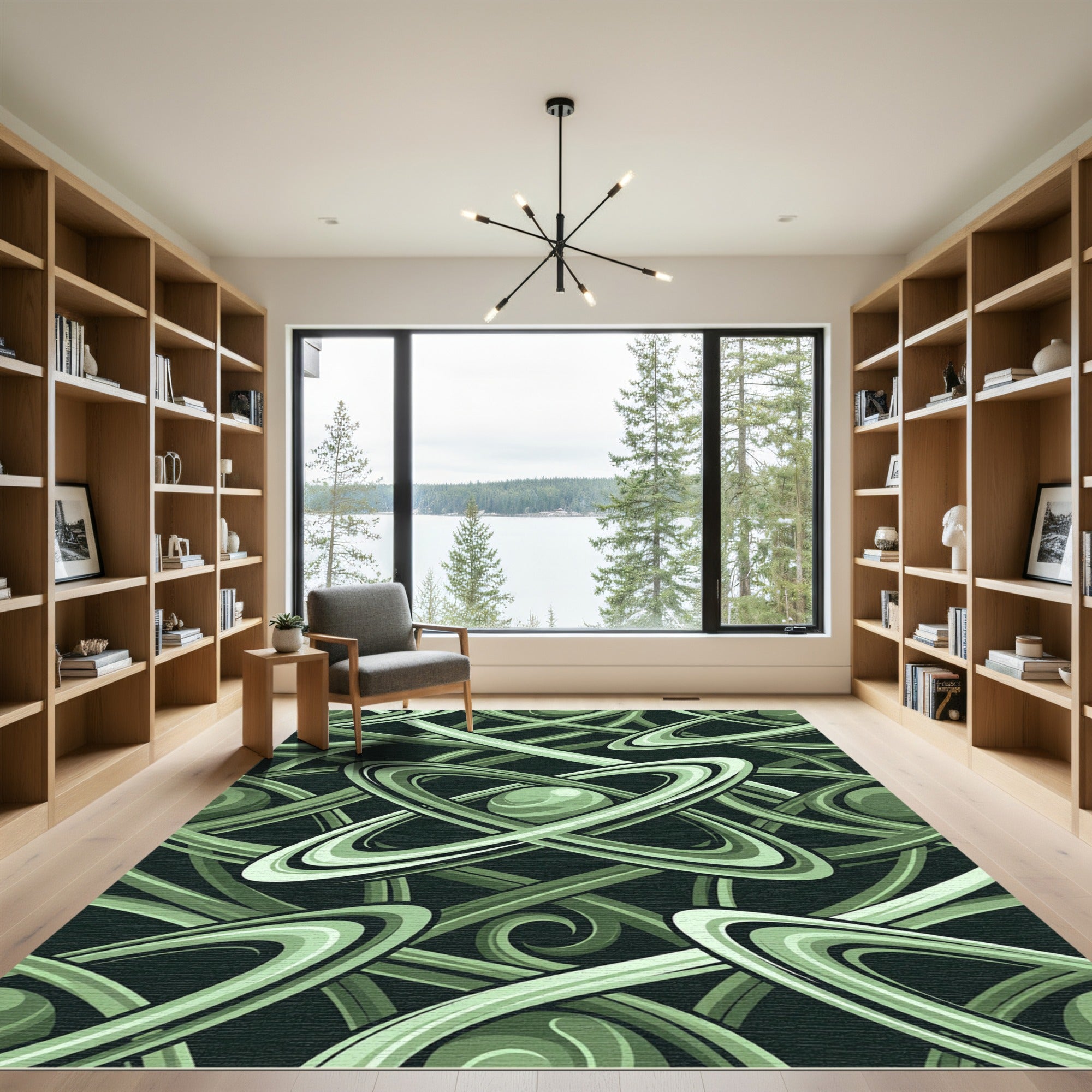 Green Intertwined Abstract Swirl Rug