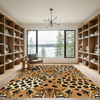 Golden Leopard Spotted Animal Fur Rug