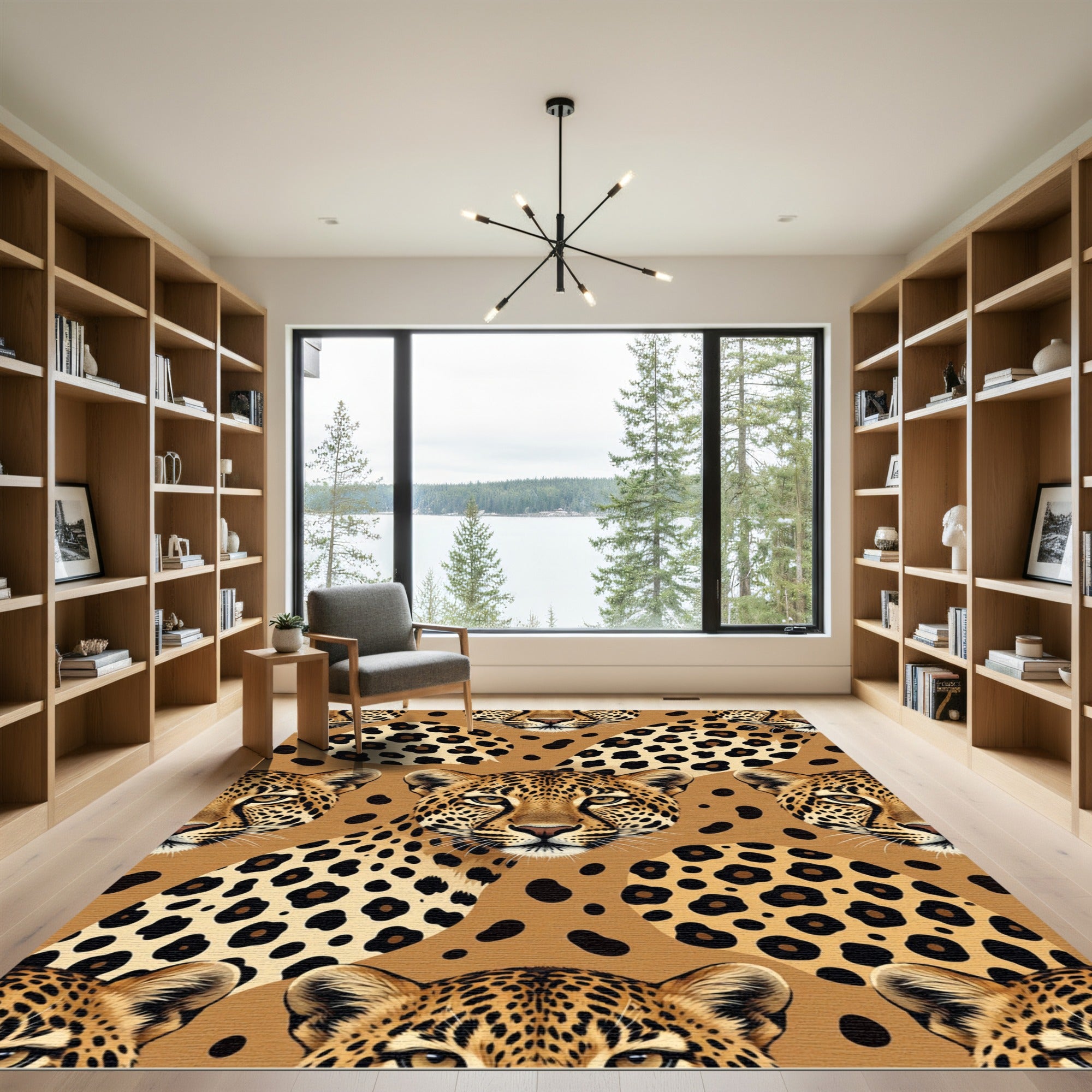 Golden Leopard Spotted Animal Fur Rug
