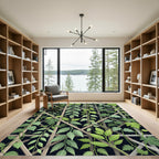 Lush Green Botanical Trellis Garden Rug