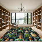 Enchanted Emerald Potion Bottle Illustration Rug