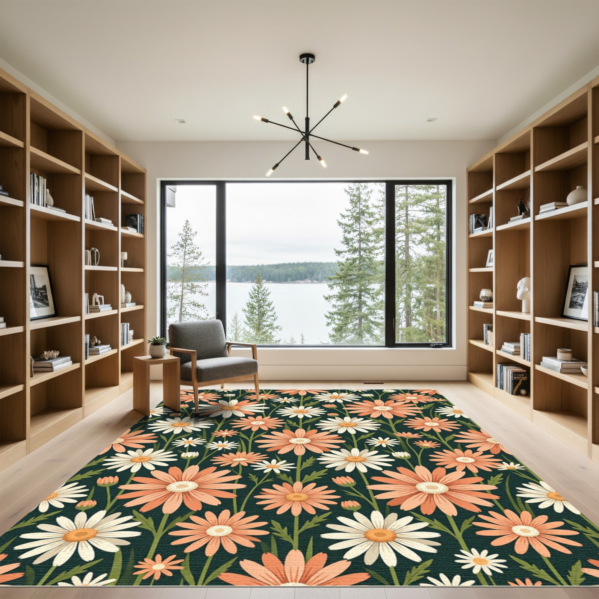 Peach White Daisy Meadow Rug