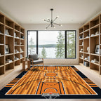 Basketball Court Geometric Hardwood Graphic Rug