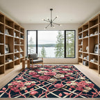 Pink Cream Rose Blossom Lattice Rug