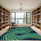 Aqua Lime Swirl Flow Rug