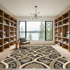 Golden Gilded Paisley Arabesque Curve Rug
