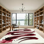 Crimson Ink Splatter Brush Stroke Rug