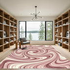 Pink Swirl Marble Effect Rug