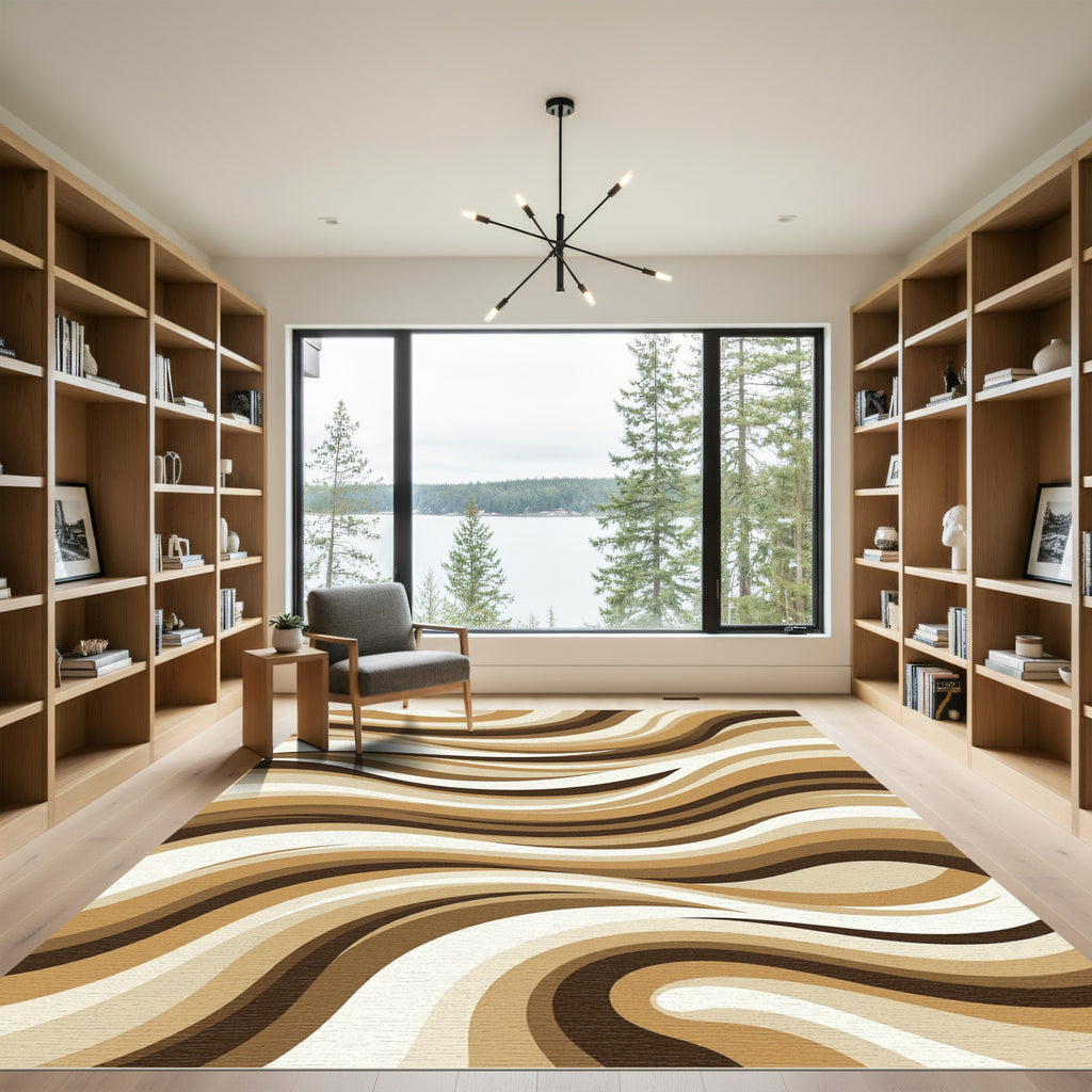 Warm Earthy Tone Swirl Rug
