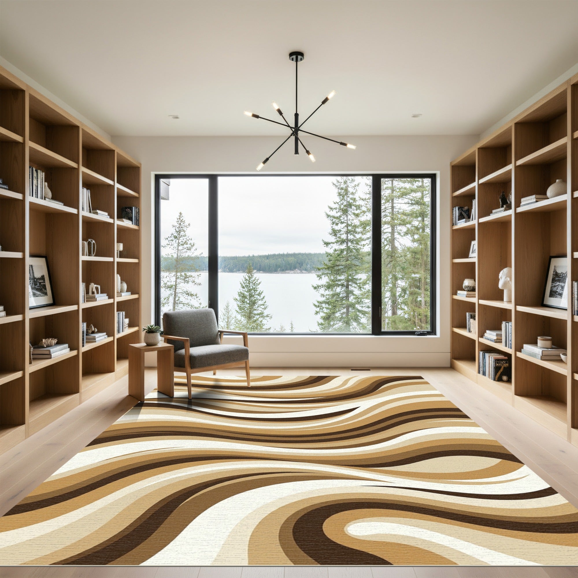 Warm Earthy Tone Swirl Rug