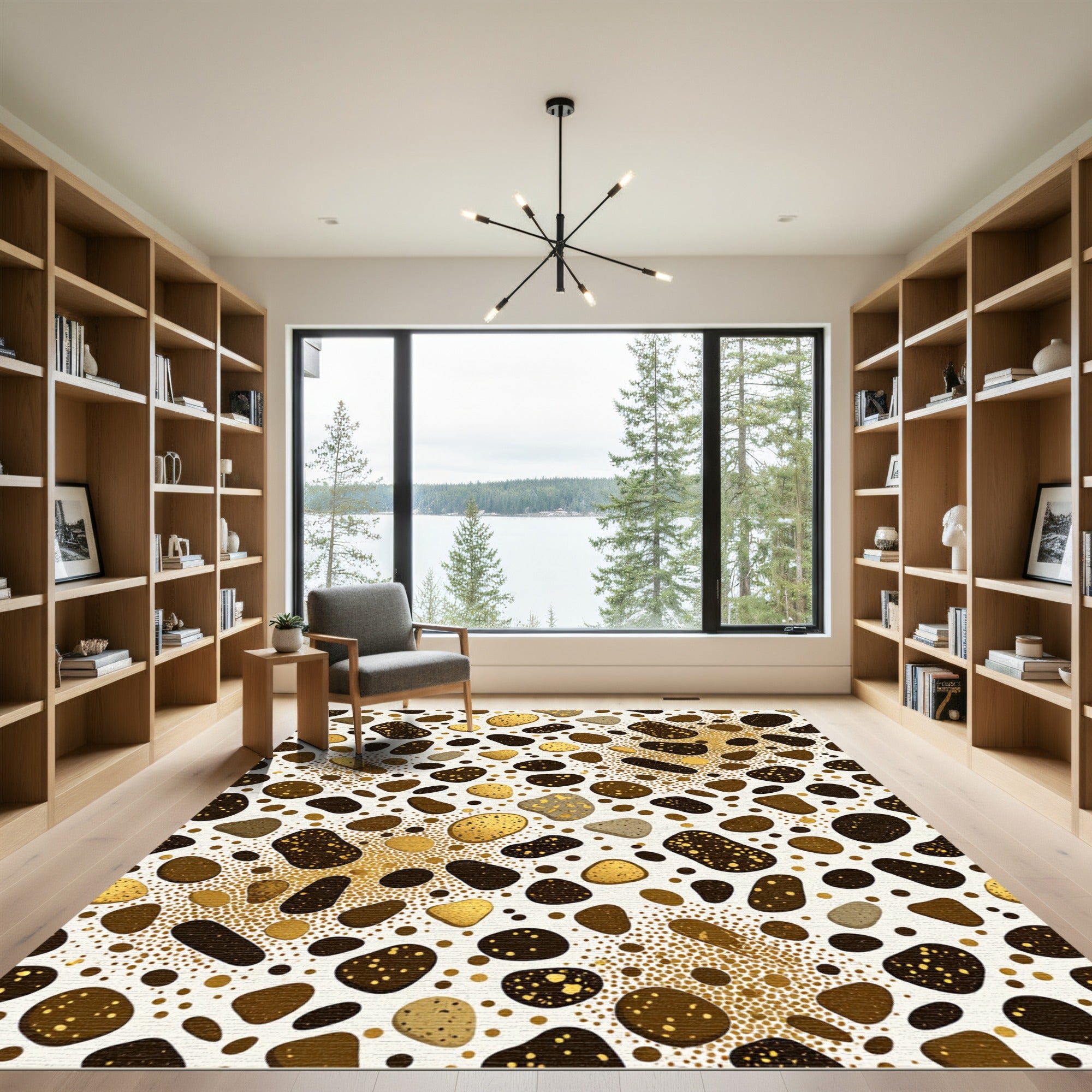 Golden Speckled Pebble Scatter Rug