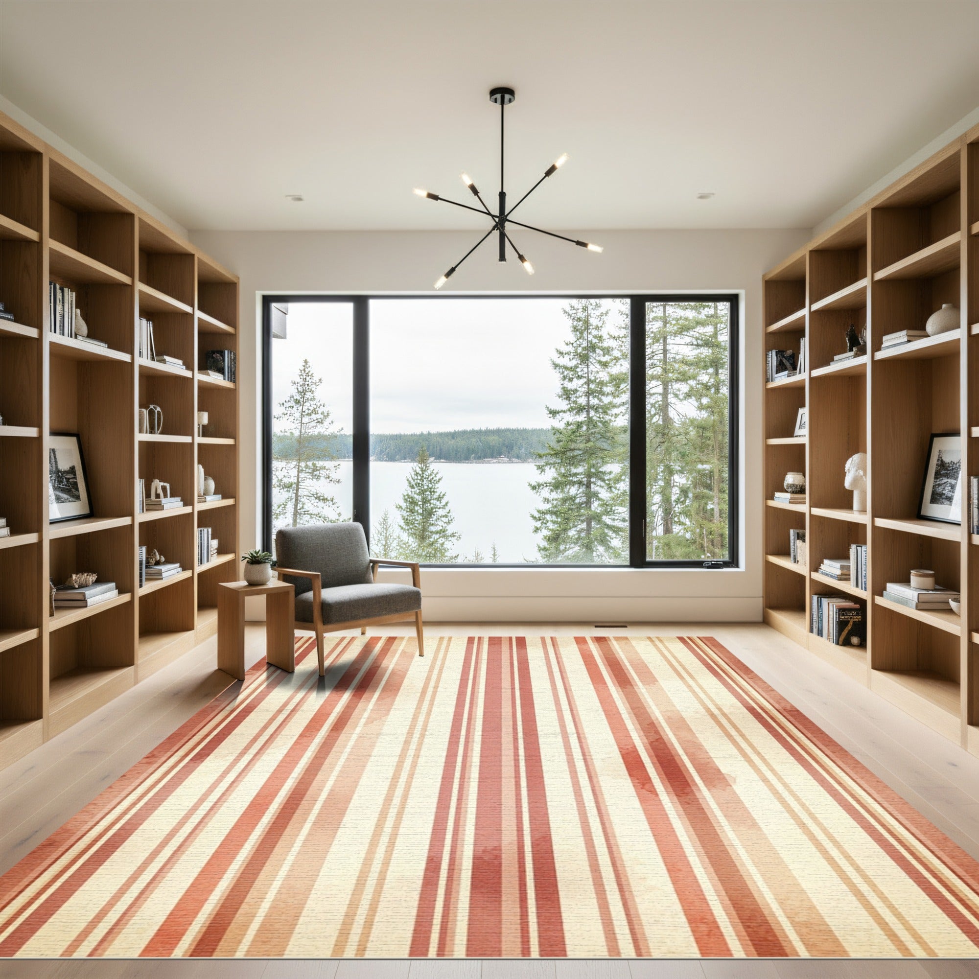 Terracotta Vertical Stripe Watercolor Rug