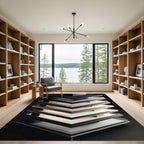 Monochrome Abstract Geometric Layers Rug