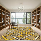 Golden Yellow Intersecting Lattice Rug