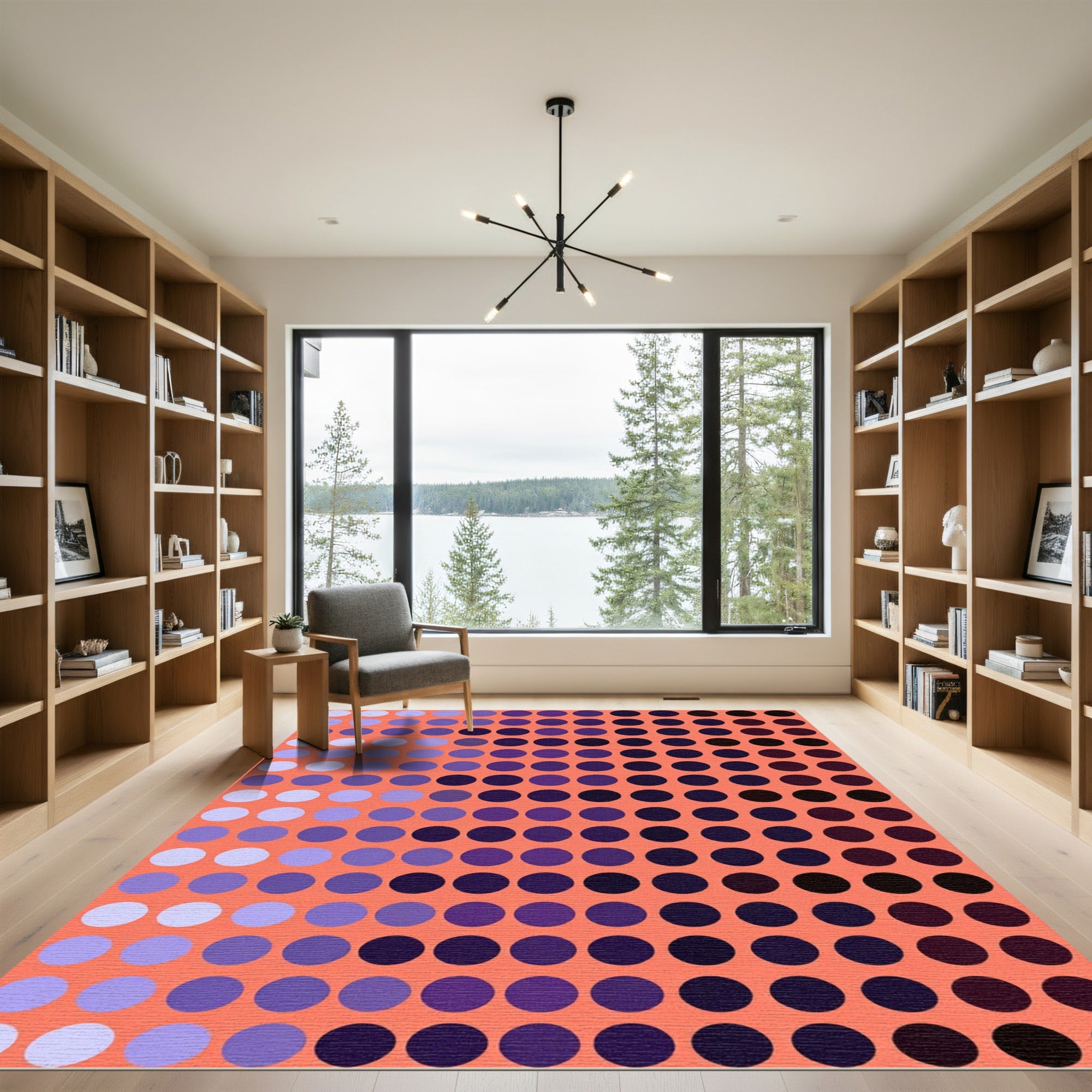 Coral Purple Gradient Polka Dot Rug