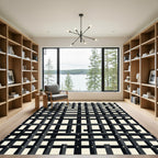 Black Ivory Intersecting Grid Rug