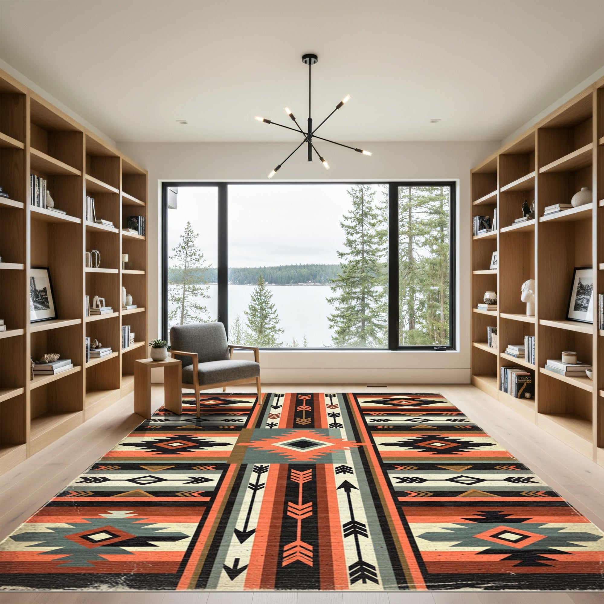 Earthy Southwestern Geometric Arrow Tribal Rug