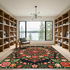 Ornate Floral Medallion Rose Garden Rug