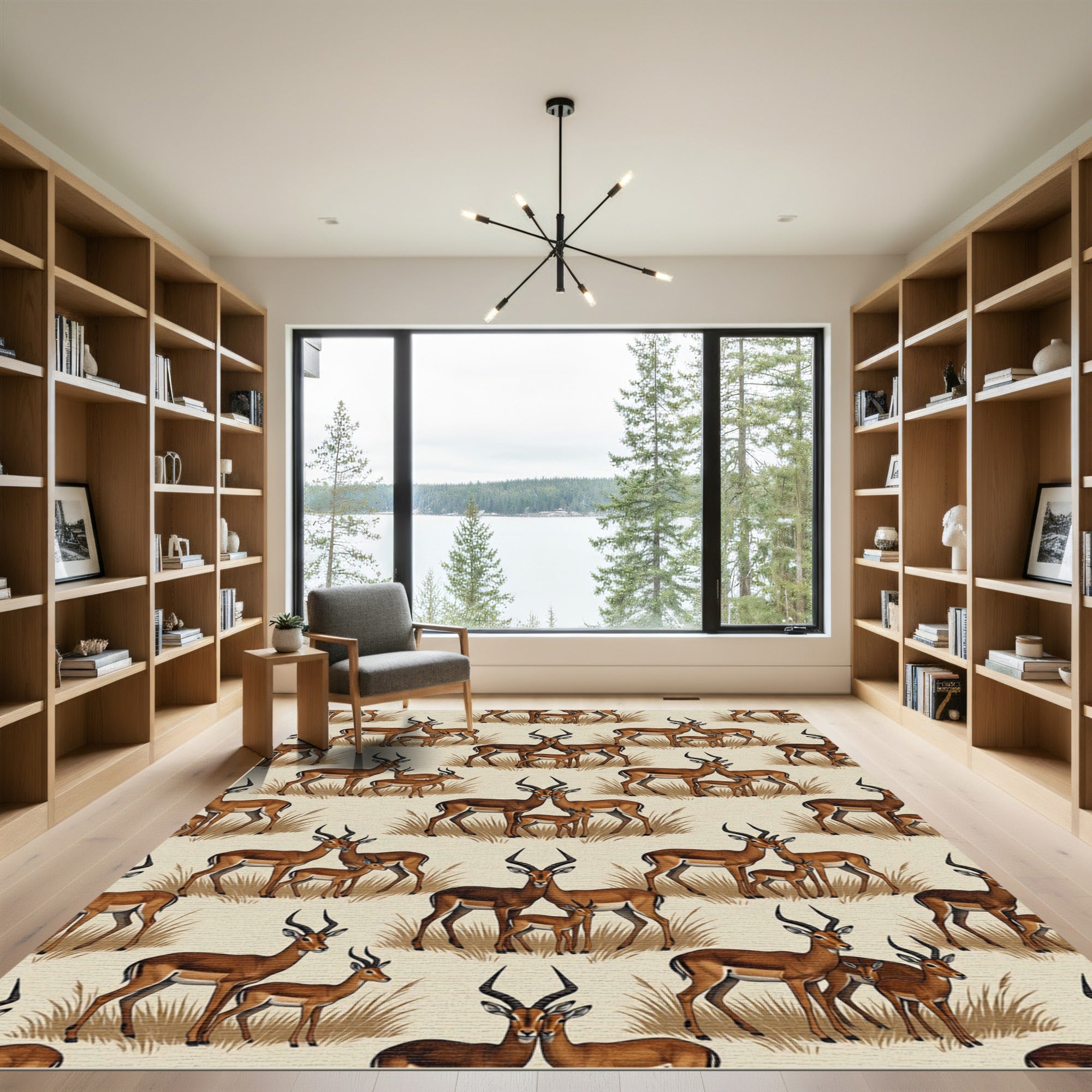 Safari Gazelle Herd Earthy Tones Rug