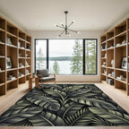 Deep Green Tropical Foliage Rug