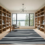 Monochrome Gray Wavy Grain Wood Texture Rug
