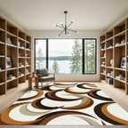 Retro Earth Tone Crescent Moon Abstract Rug