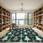 Minimalist Sage Green Evergreen Forest Rug