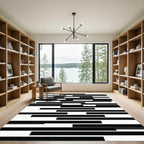 Contemporary Black And White Stripe Rug