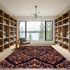 Ornate Gold Baroque Damask Rug