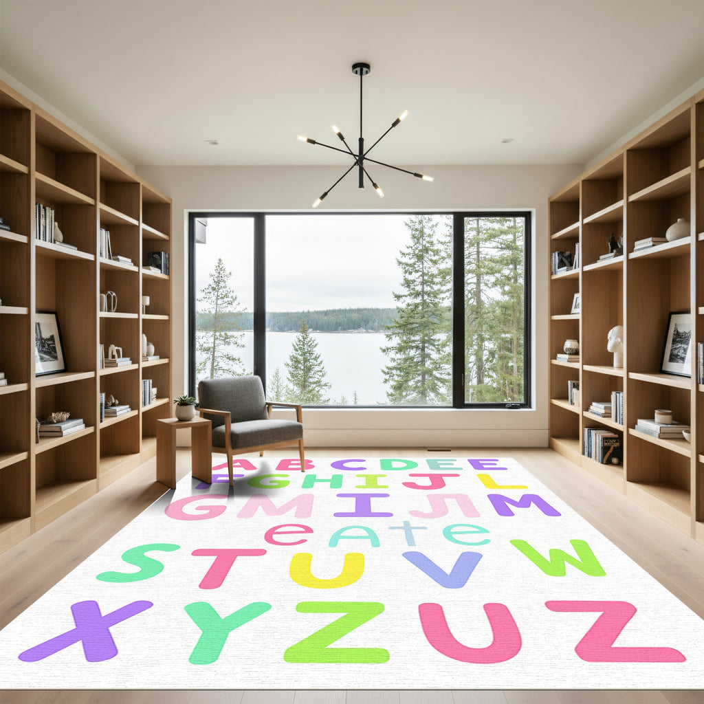 Pastel Alphabet Blocks Composition Rug