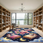 Whimsical Sleeping Mice Starry Moon Night Rug