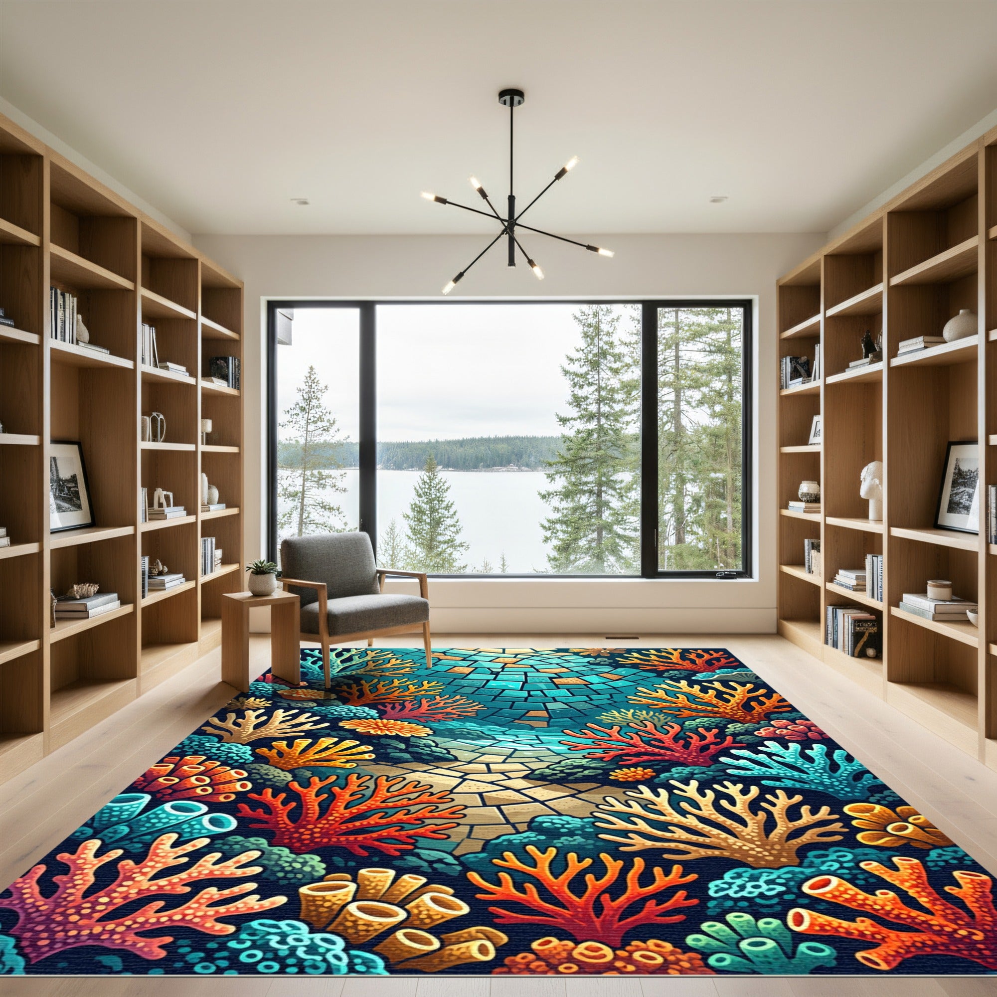 Coastal Coral Reef Mosaic Vibes Rug